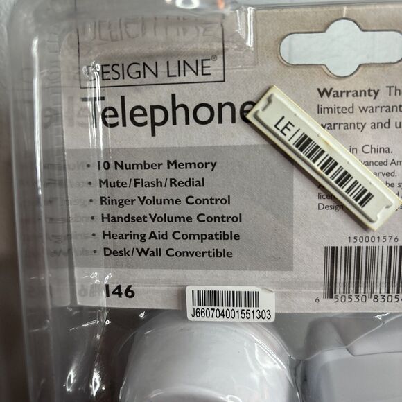 AT&T 146 Design Line Telephone Windchill White Hearing Aid Compatible Desk/Wall - Picture 3 of 7